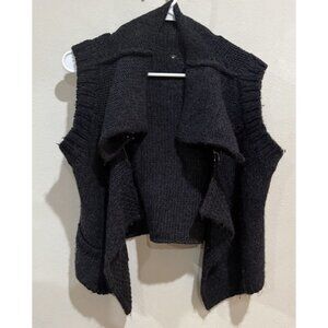 Cop Copine Women’s Shrug Crop Cardigan Black Charcoal Sweater Small Mohair Blend